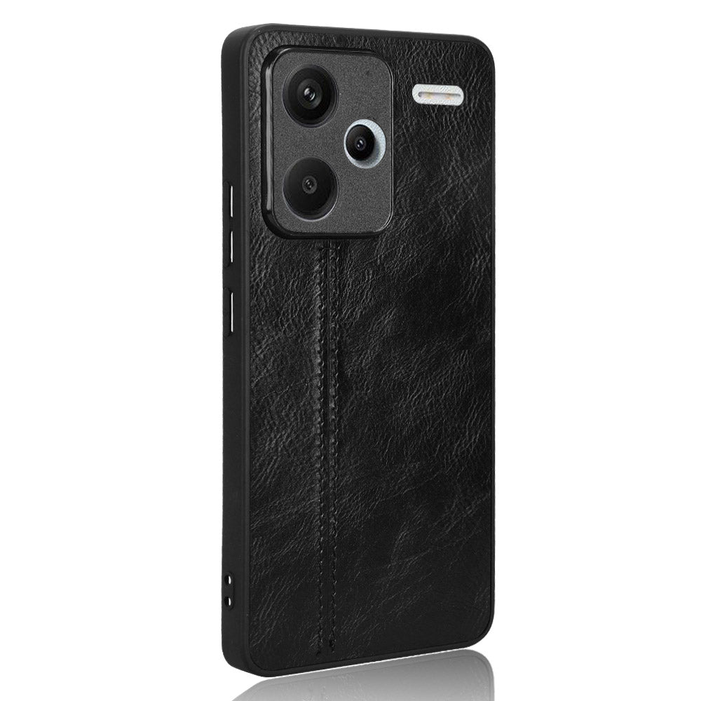 For Xiaomi Redmi Note 13 Pro+ 5G Phone Case Cowhide Texture Impact Absorption Cover - Black
