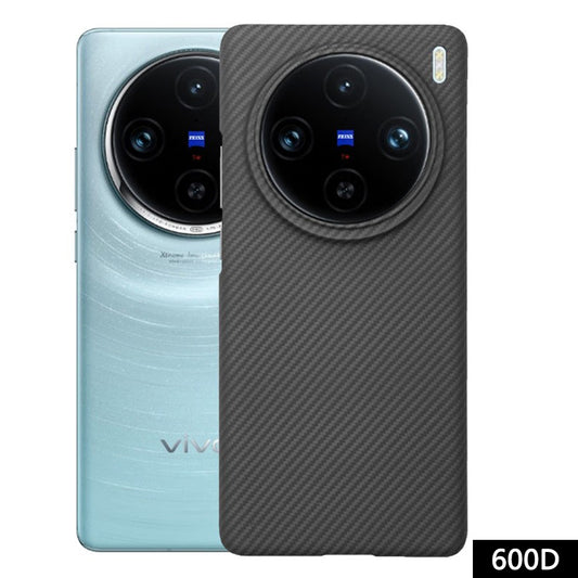 For vivo X100 Pro 5G Cell Phone Case 600D Fine Textured Aramid Fiber Big Lens Cutout Black Shell