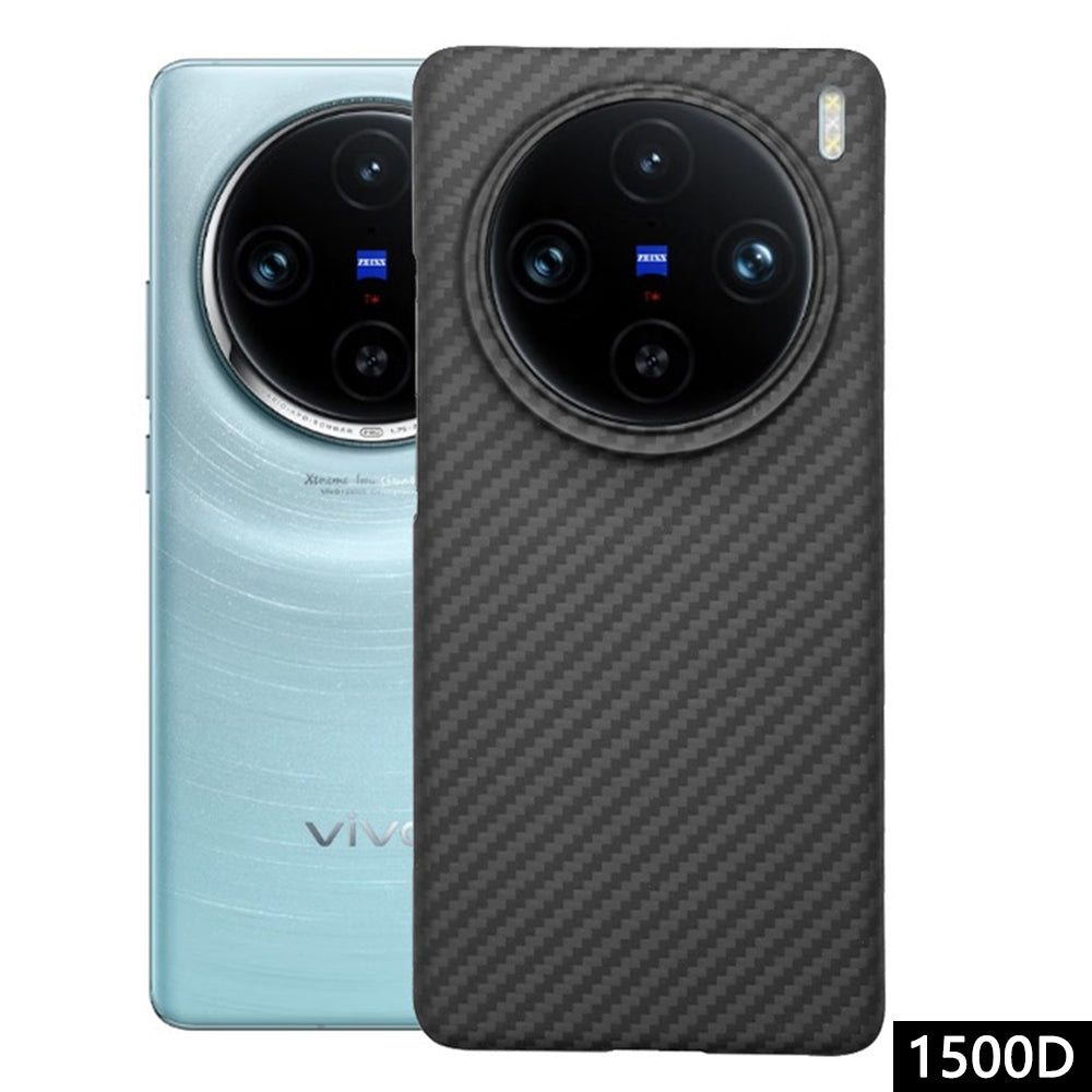 For vivo X100 Pro 5G Case Scratch-proof 1500D Coarse Texture Aramid Fiber Big Lens Cutout Phone Back Cover - Black
