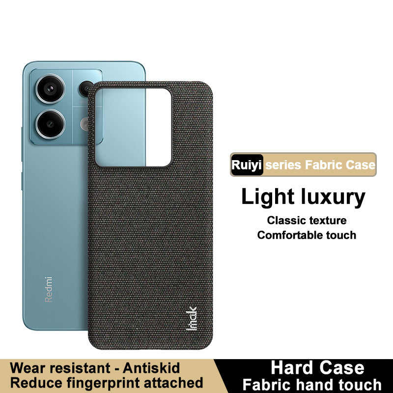 IMAK Ruiyi Series for Xiaomi Redmi Note 13 Pro 5G / Poco X6 5G Case Cloth Texture PU+PC Phone Cover - Black
