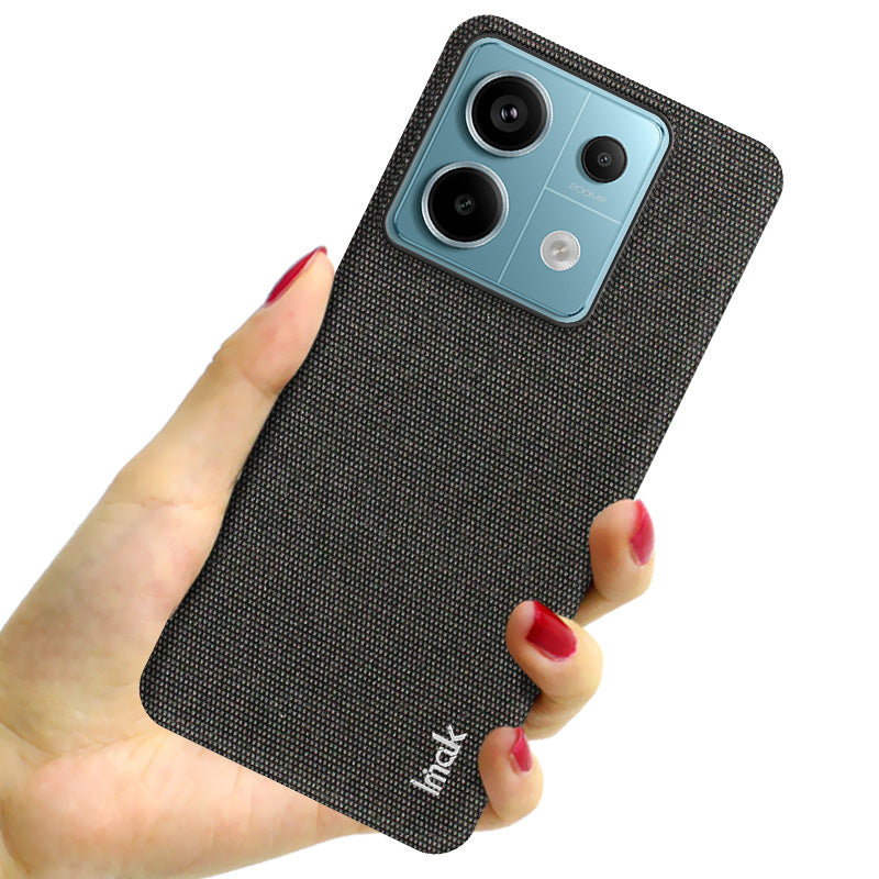 IMAK Ruiyi Series for Xiaomi Redmi Note 13 Pro 5G / Poco X6 5G Case Cloth Texture PU+PC Phone Cover - Black