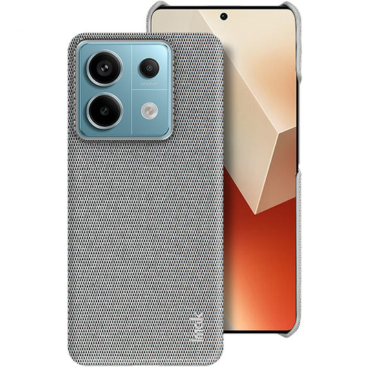 IMAK Ruiyi Series for Xiaomi Redmi Note 13 Pro 5G / Poco X6 5G Case Cloth Texture PU+PC Phone Cover - Light Grey