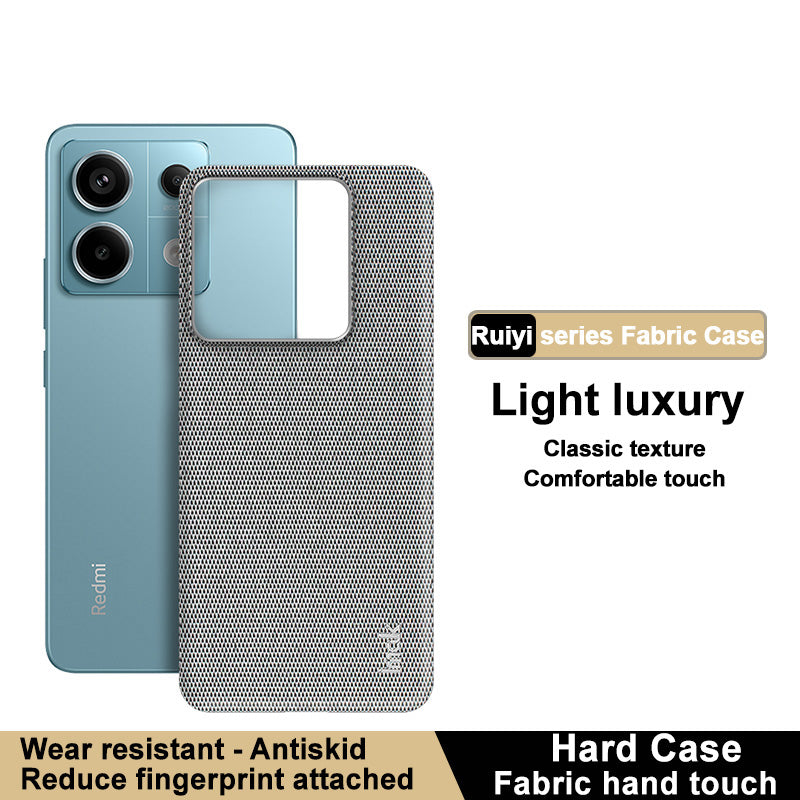 IMAK Ruiyi Series for Xiaomi Redmi Note 13 Pro 5G / Poco X6 5G Case Cloth Texture PU+PC Phone Cover - Light Grey