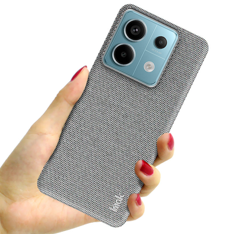 IMAK Ruiyi Series for Xiaomi Redmi Note 13 Pro 5G / Poco X6 5G Case Cloth Texture PU+PC Phone Cover - Light Grey