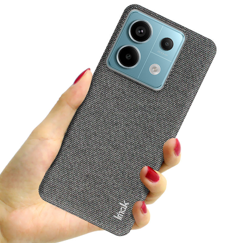 IMAK Ruiyi Series for Xiaomi Redmi Note 13 Pro 5G / Poco X6 5G Case Cloth Texture PU+PC Phone Cover - Dark Grey
