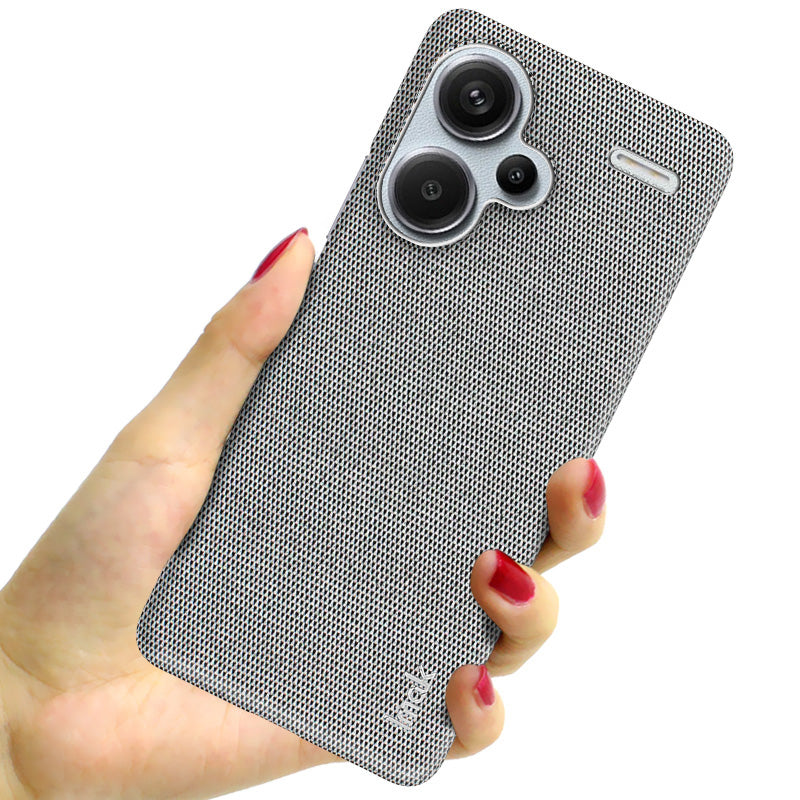 IMAK Ruiyi Series for Xiaomi Redmi Note 13 Pro+ 5G Back Case Cloth Texture PU+PC Cover Protector - Light Grey