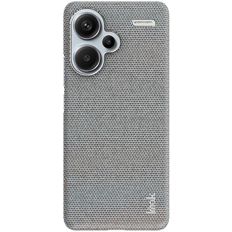 IMAK Ruiyi Series for Xiaomi Redmi Note 13 Pro+ 5G Back Case Cloth Texture PU+PC Cover Protector - Light Grey