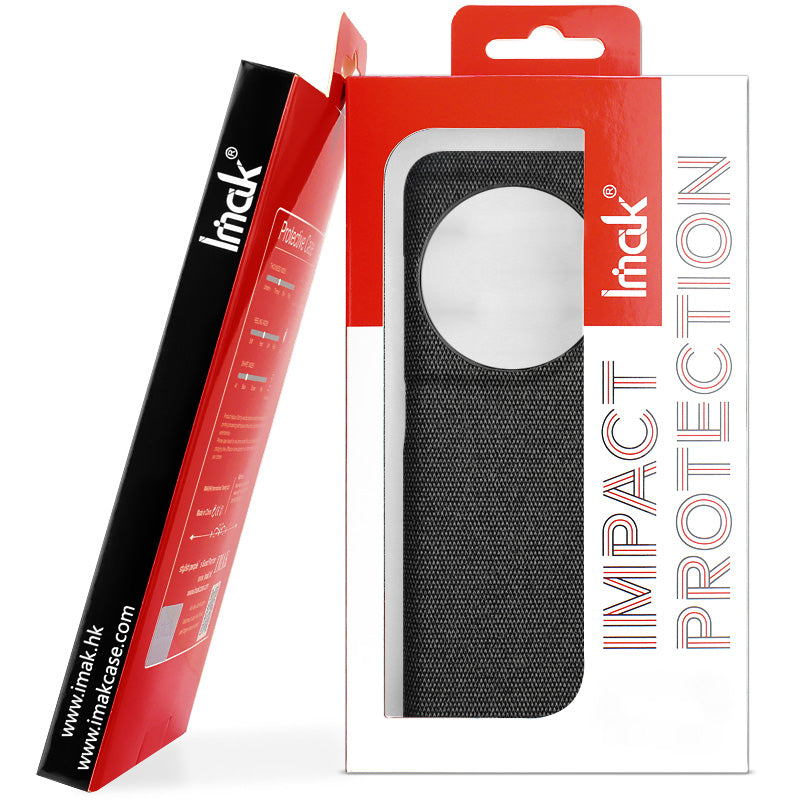 IMAK Ruiyi Series for Xiaomi Redmi Note 13 Pro+ 5G Back Case Cloth Texture PU+PC Cover Protector - Light Grey