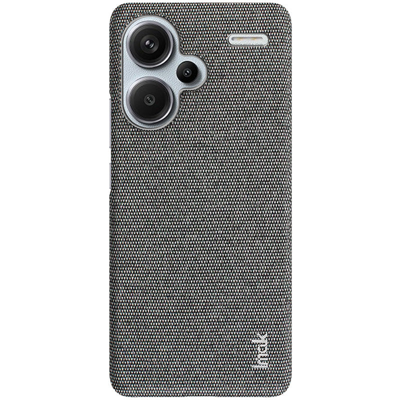 IMAK Ruiyi Series for Xiaomi Redmi Note 13 Pro+ 5G Back Case Cloth Texture PU+PC Cover Protector - Dark Grey