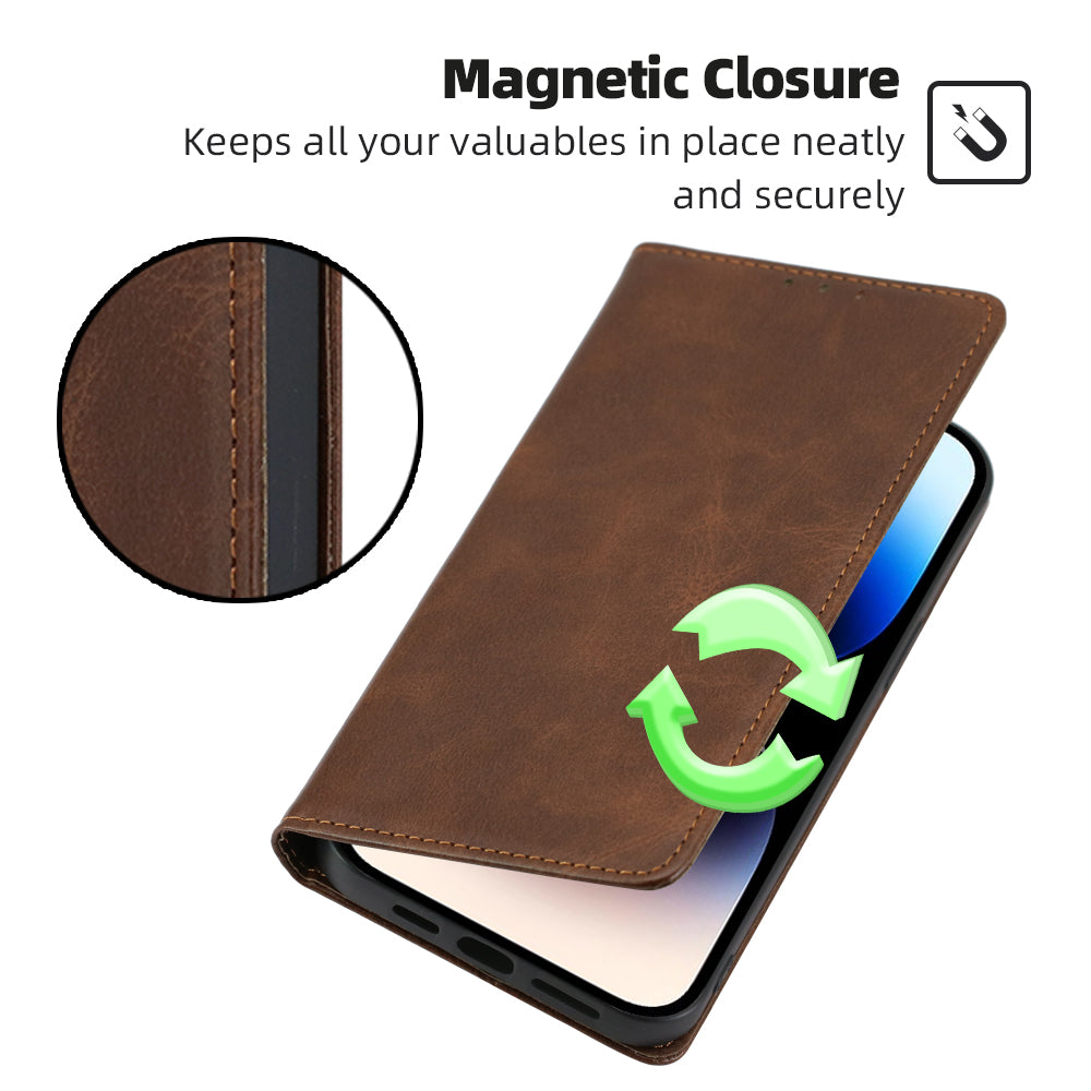 For vivo X100 5G Magnetic Phone Case Anti-drop PU Leather+TPU Calf Texture Stand Cover - Brown