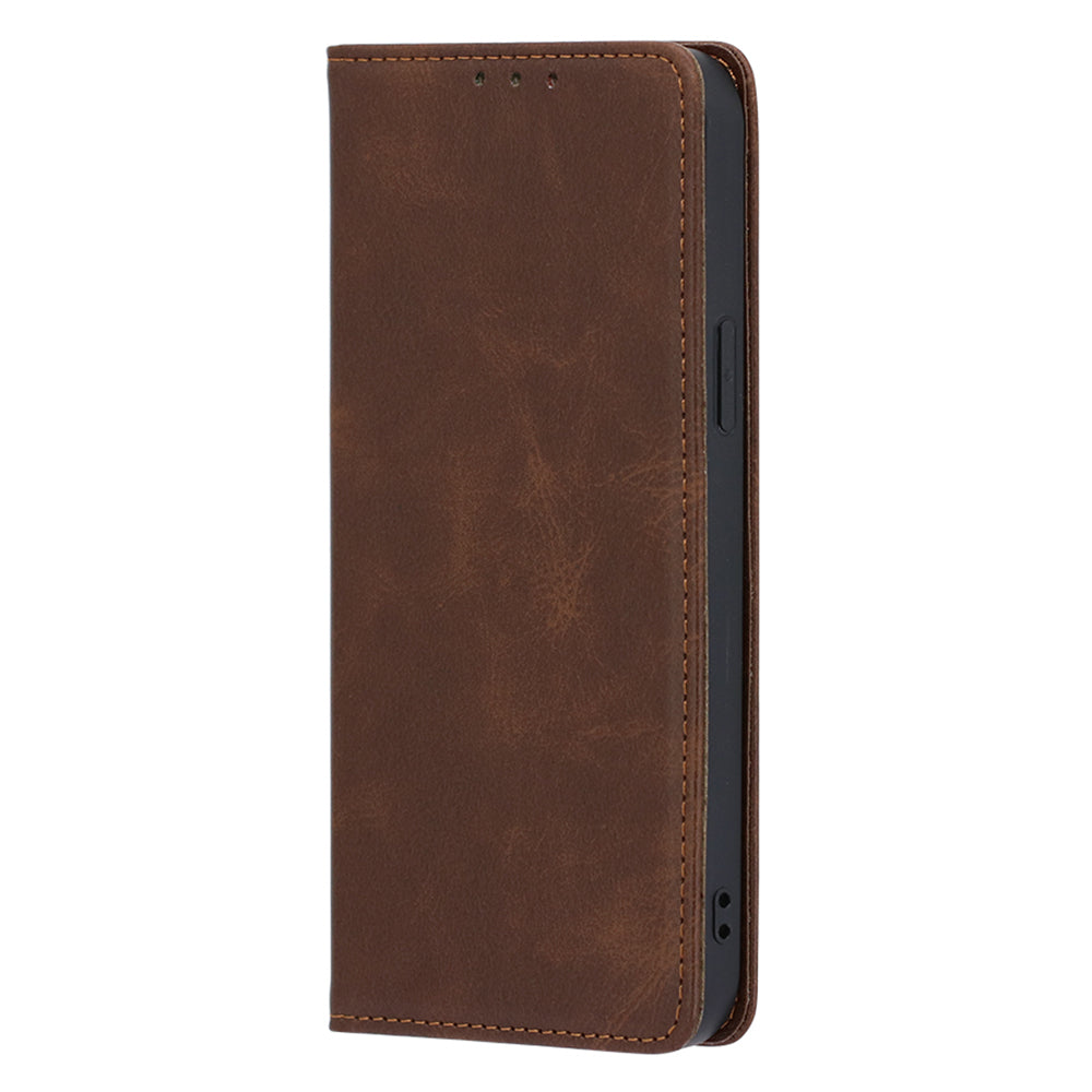 For vivo X100 5G Magnetic Phone Case Anti-drop PU Leather+TPU Calf Texture Stand Cover - Brown