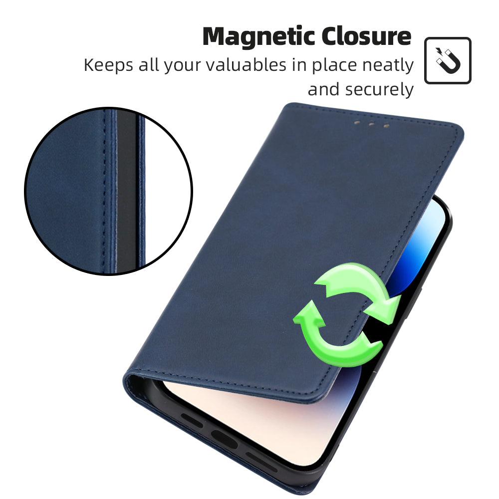 For vivo X100 5G Magnetic Phone Case Anti-drop PU Leather+TPU Calf Texture Stand Cover - Sapphire