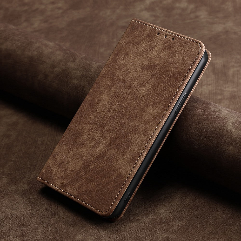 For vivo X100 5G Case Anti-fall PU Leather RFID Blocking Wallet Phone Cover with Card Slots - Brown