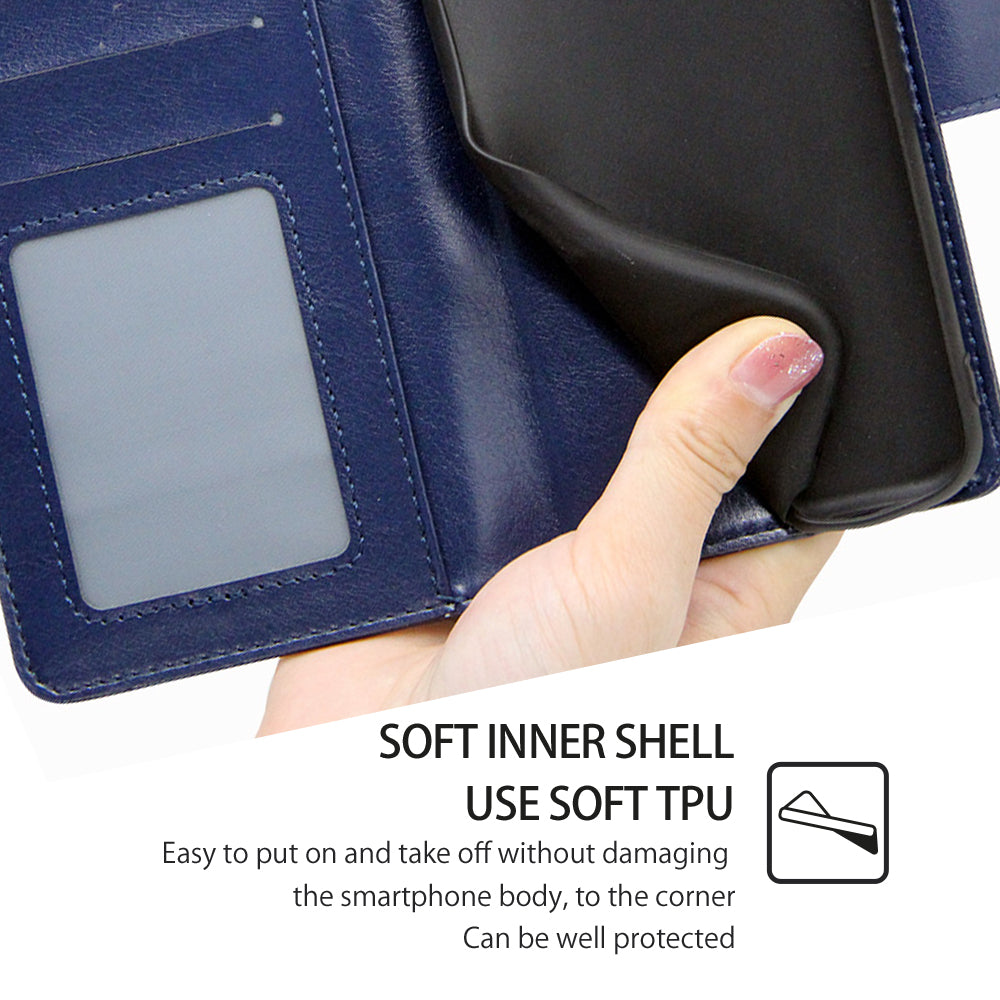 For vivo X100 5G Wallet Phone Case with Stand Card Holder Slot Flip Cover - Sapphire