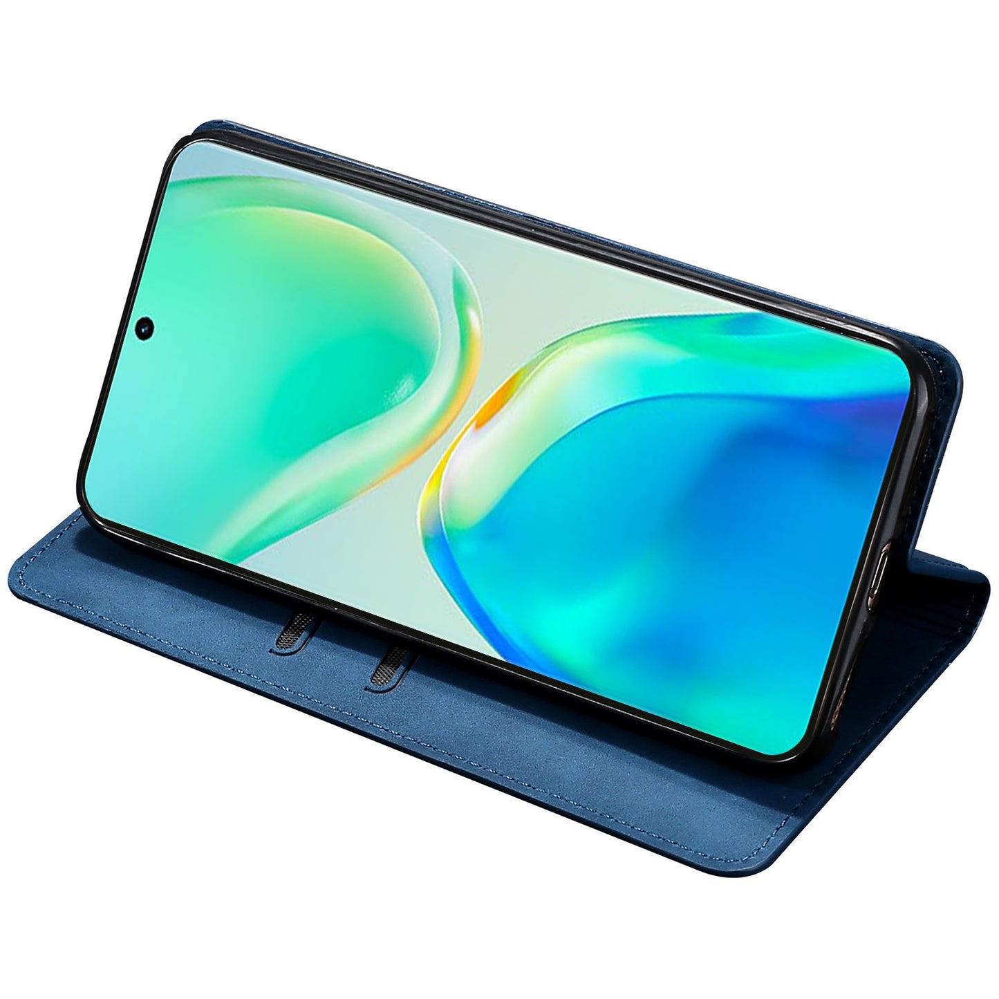 For vivo X100 5G Case with 2 Card Holder Slot Leather Magnetic Closure Cover - Blue