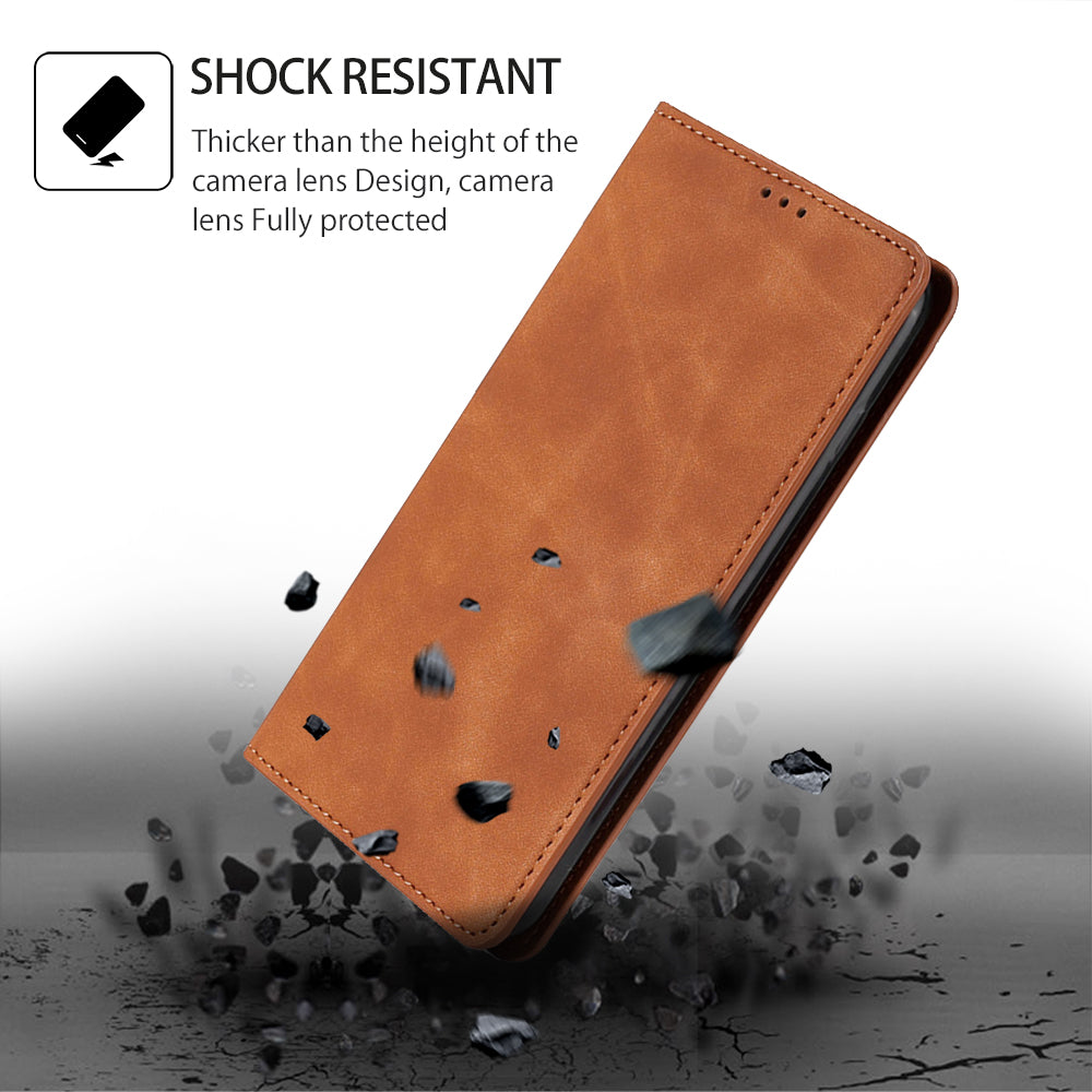 For vivo X100 5G Case with 2 Card Holder Slot Leather Magnetic Closure Cover - Light Brown