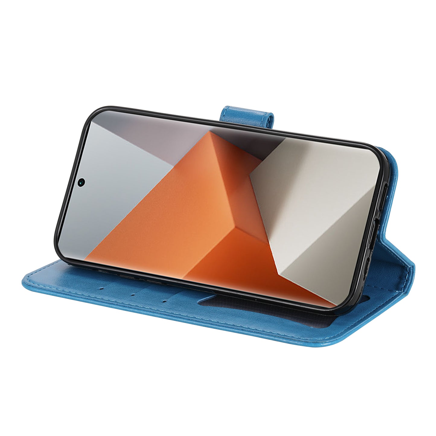 For Xiaomi Redmi Note 13 Pro+ 5G Case with Stand Blossoming Flower Leather Wallet Cover - Blue