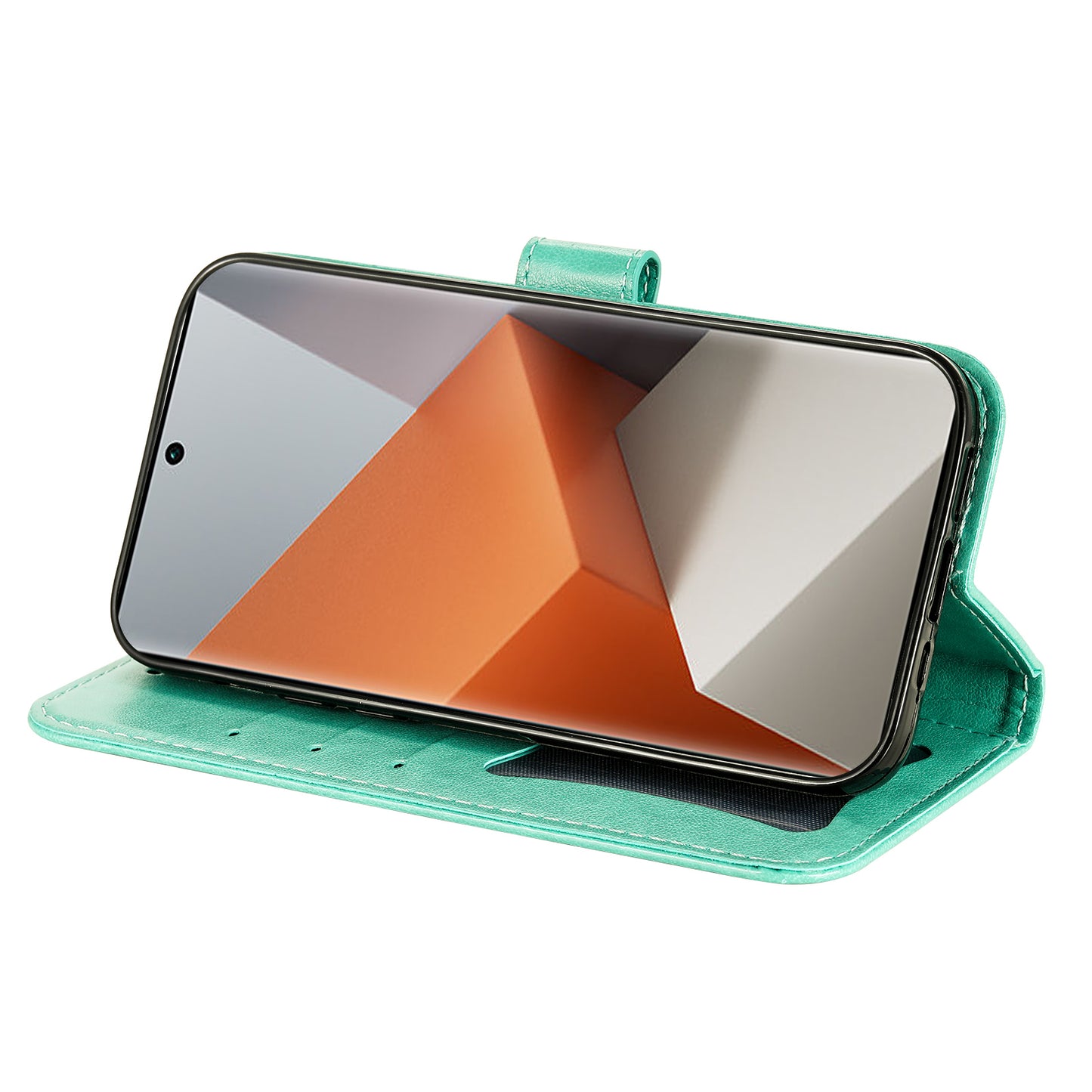 For Xiaomi Redmi Note 13 Pro+ 5G Case with Stand Blossoming Flower Leather Wallet Cover - Green