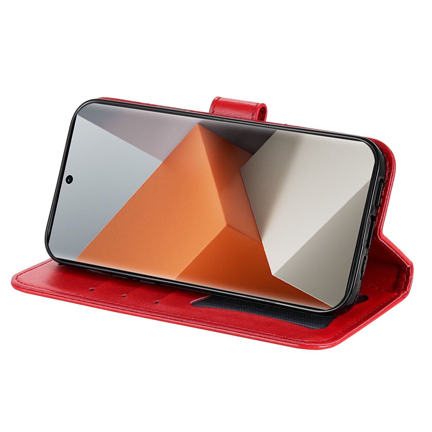 For Xiaomi Redmi Note 13 Pro+ 5G Case with Stand Blossoming Flower Leather Wallet Cover - Red