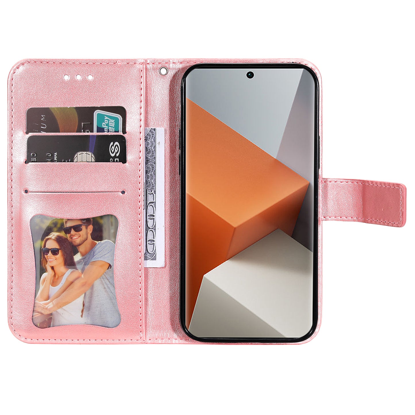 For Xiaomi Redmi Note 13 Pro+ 5G Case with Stand Blossoming Flower Leather Wallet Cover - Pink