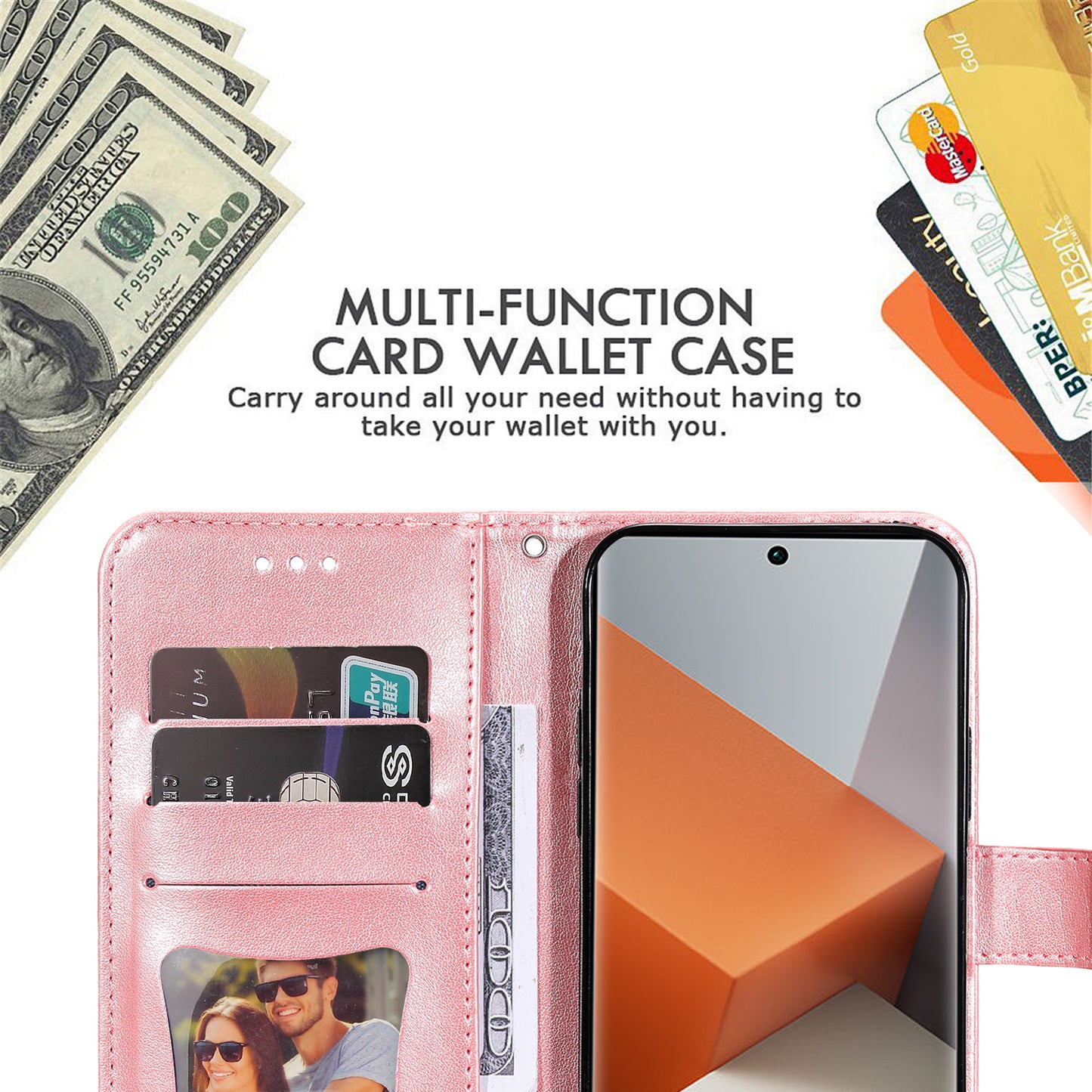 For Xiaomi Redmi Note 13 Pro+ 5G Case with Stand Blossoming Flower Leather Wallet Cover - Pink