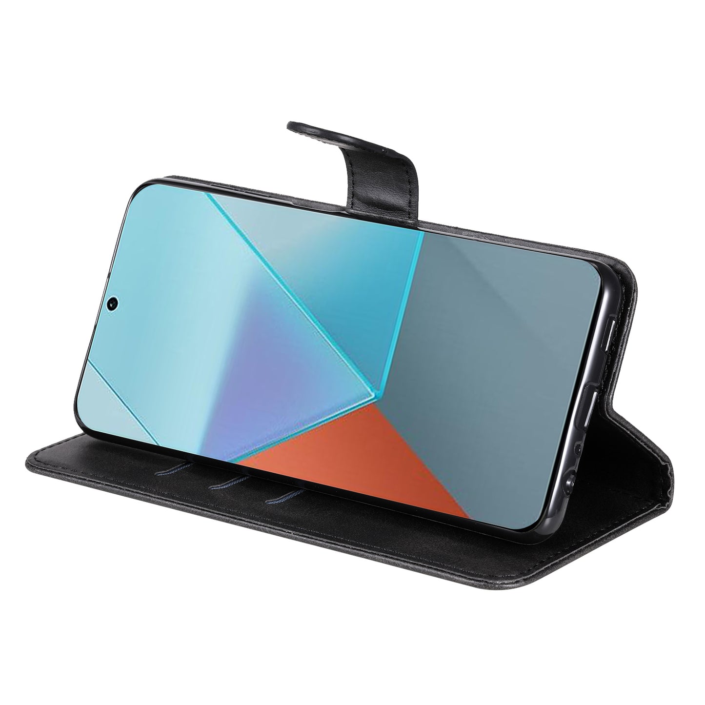 For Xiaomi Redmi Note 13 Pro 5G / Poco X6 5G Case Leather Phone Cover Zipper Wallet Stand - Black