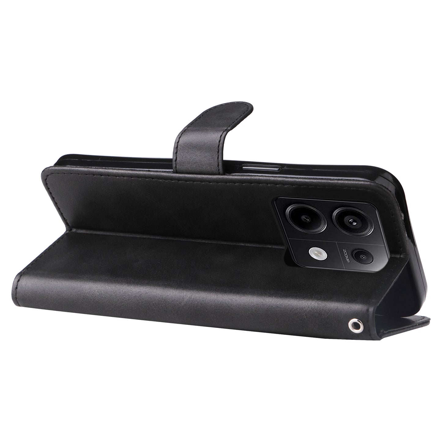 For Xiaomi Redmi Note 13 Pro 5G / Poco X6 5G Case Leather Phone Cover Zipper Wallet Stand - Black
