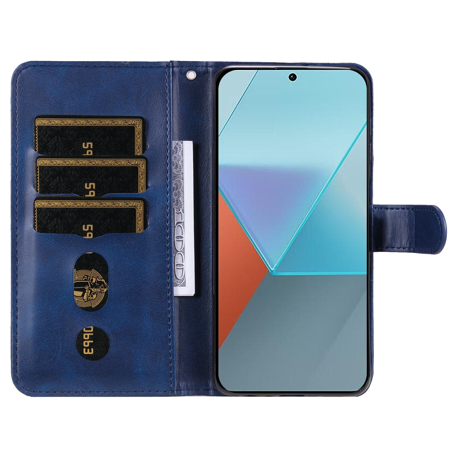 For Xiaomi Redmi Note 13 Pro 5G / Poco X6 5G Case Leather Phone Cover Zipper Wallet Stand - Blue