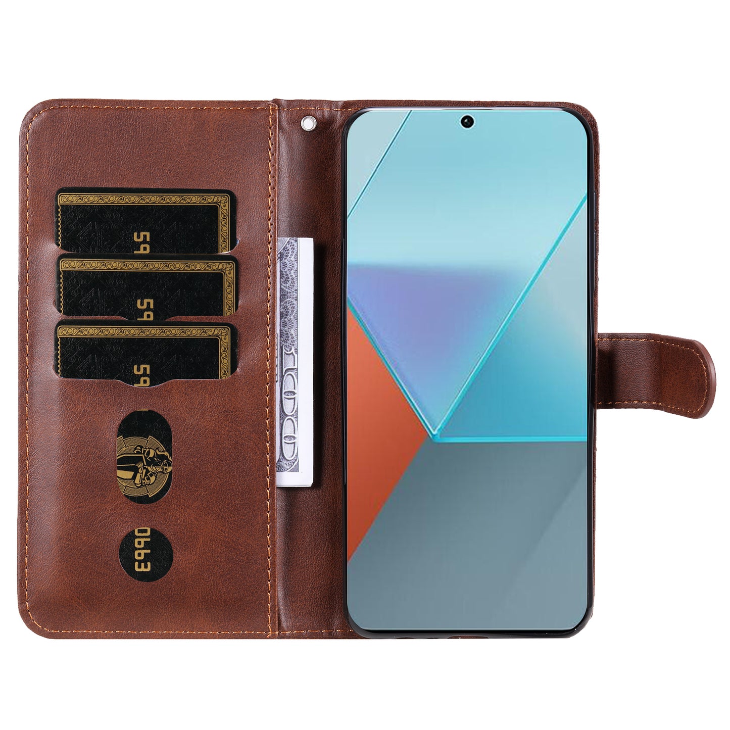 For Xiaomi Redmi Note 13 Pro 5G / Poco X6 5G Case Leather Phone Cover Zipper Wallet Stand - Brown