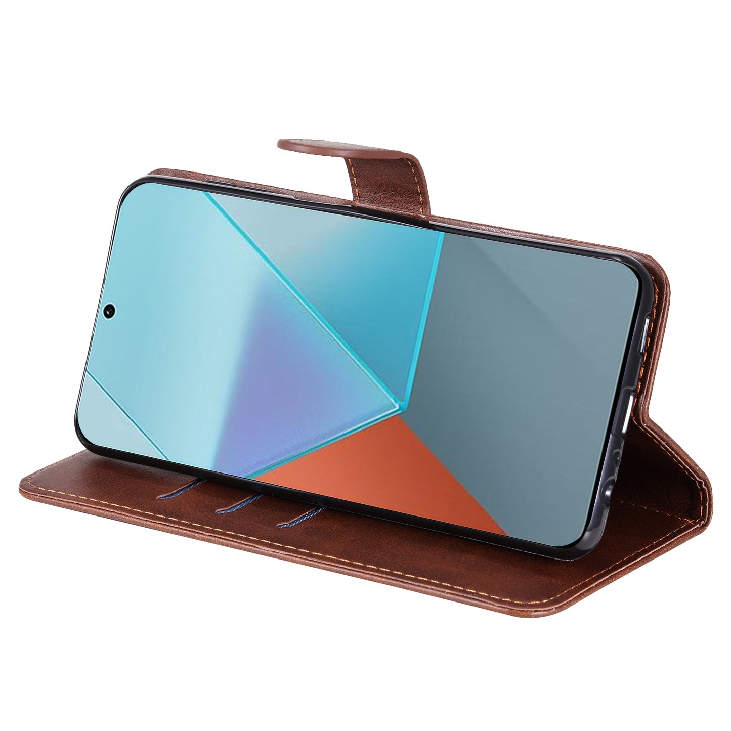 For Xiaomi Redmi Note 13 Pro 5G / Poco X6 5G Case Leather Phone Cover Zipper Wallet Stand - Brown