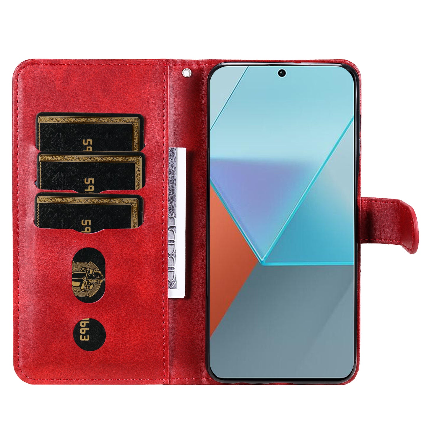 For Xiaomi Redmi Note 13 Pro 5G / Poco X6 5G Case Leather Phone Cover Zipper Wallet Stand - Red
