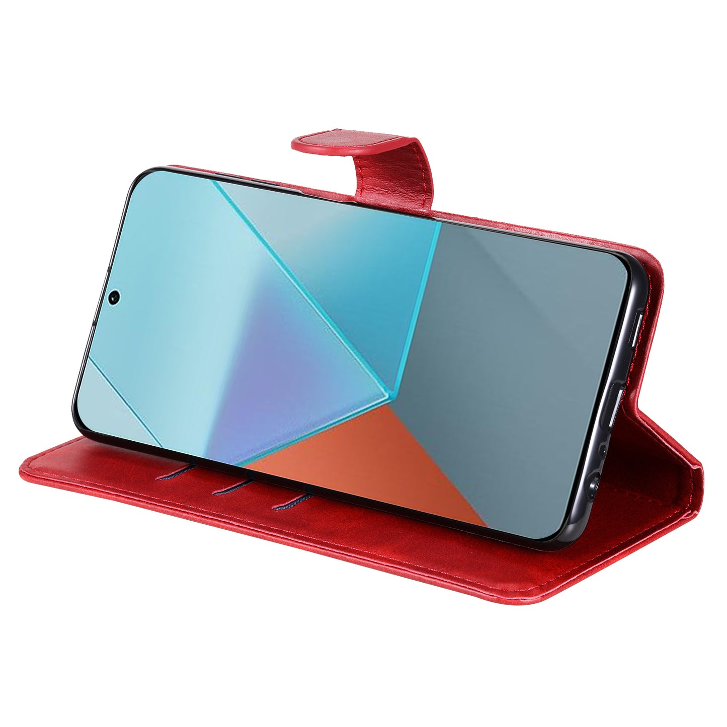 For Xiaomi Redmi Note 13 Pro 5G / Poco X6 5G Case Leather Phone Cover Zipper Wallet Stand - Red