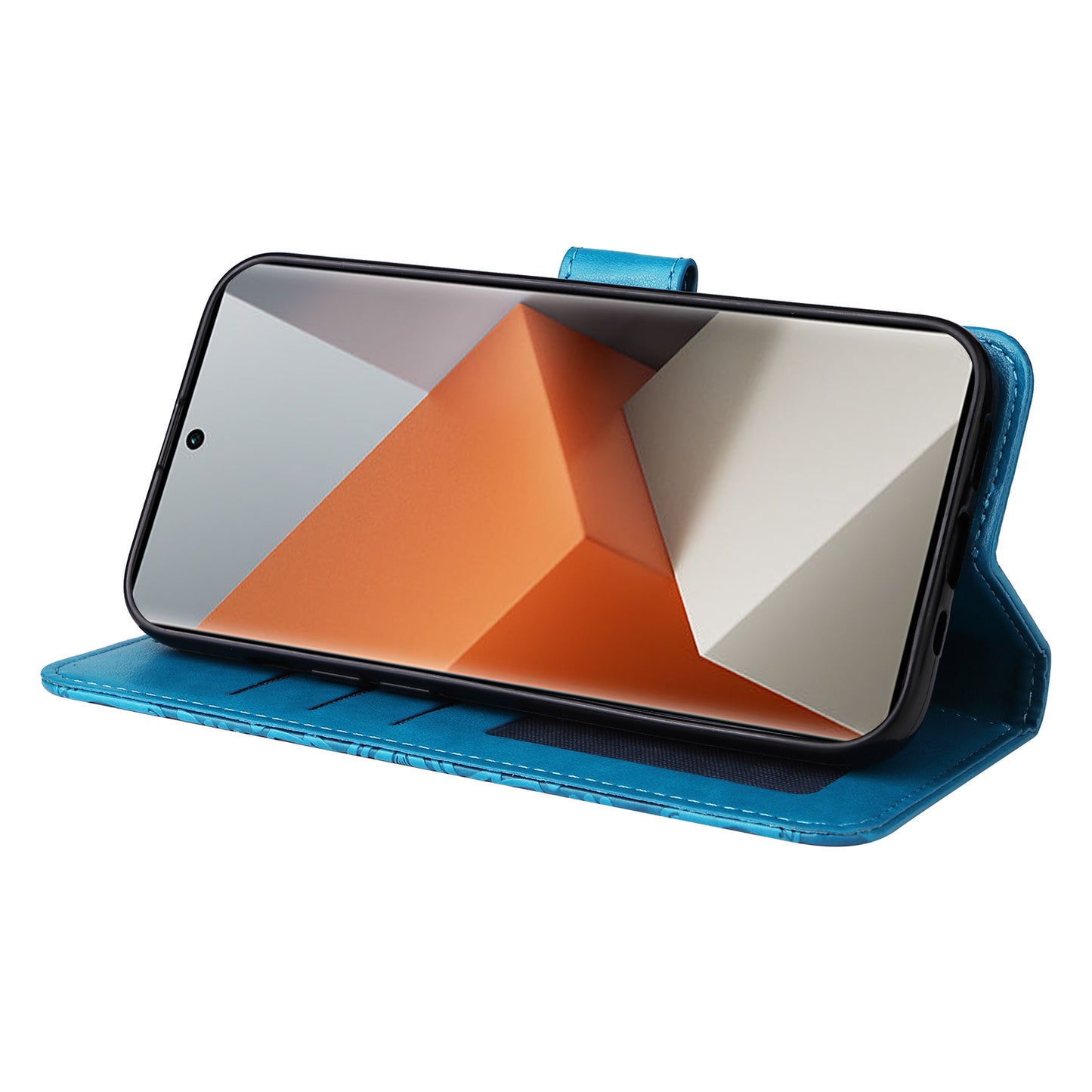 For Xiaomi Redmi Note 13 Pro+ 5G Leather Case Wallet Cover Stand with Strap, Sunflower Pattern - Blue