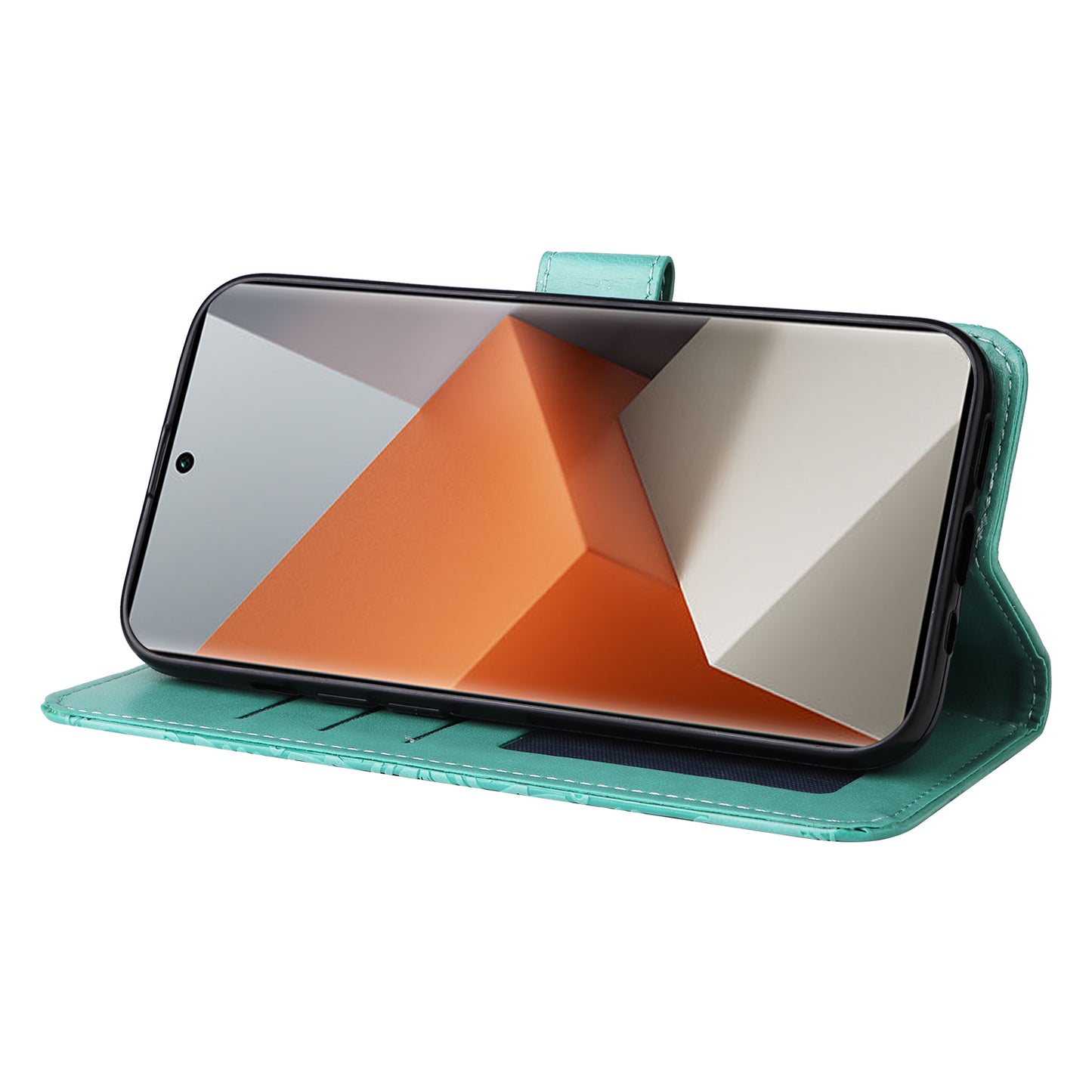 For Xiaomi Redmi Note 13 Pro+ 5G Leather Case Wallet Cover Stand with Strap, Sunflower Pattern - Green