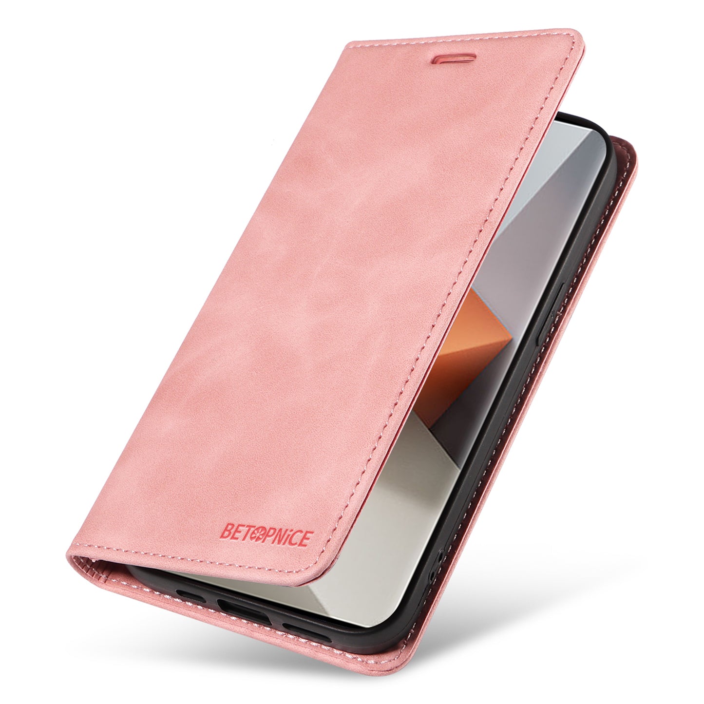 BETOPNICE 003 for Xiaomi Redmi Note 13 Pro+ 5G Wallet Case RFID Blocking Leather Cover - Pink