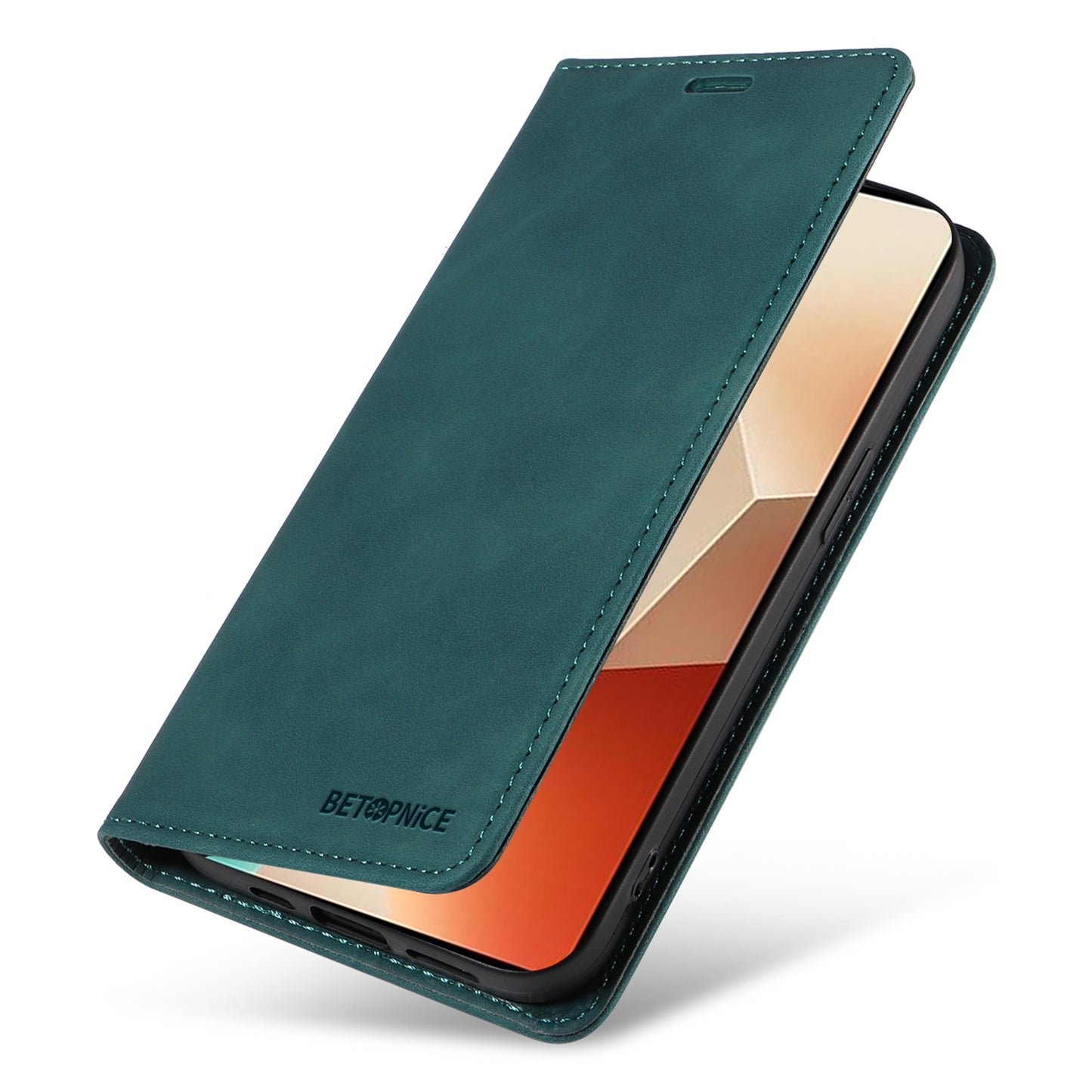 BETOPNICE 003 for Xiaomi Redmi Note 13 5G Leather Case RFID Blocking Stand Wallet - Green