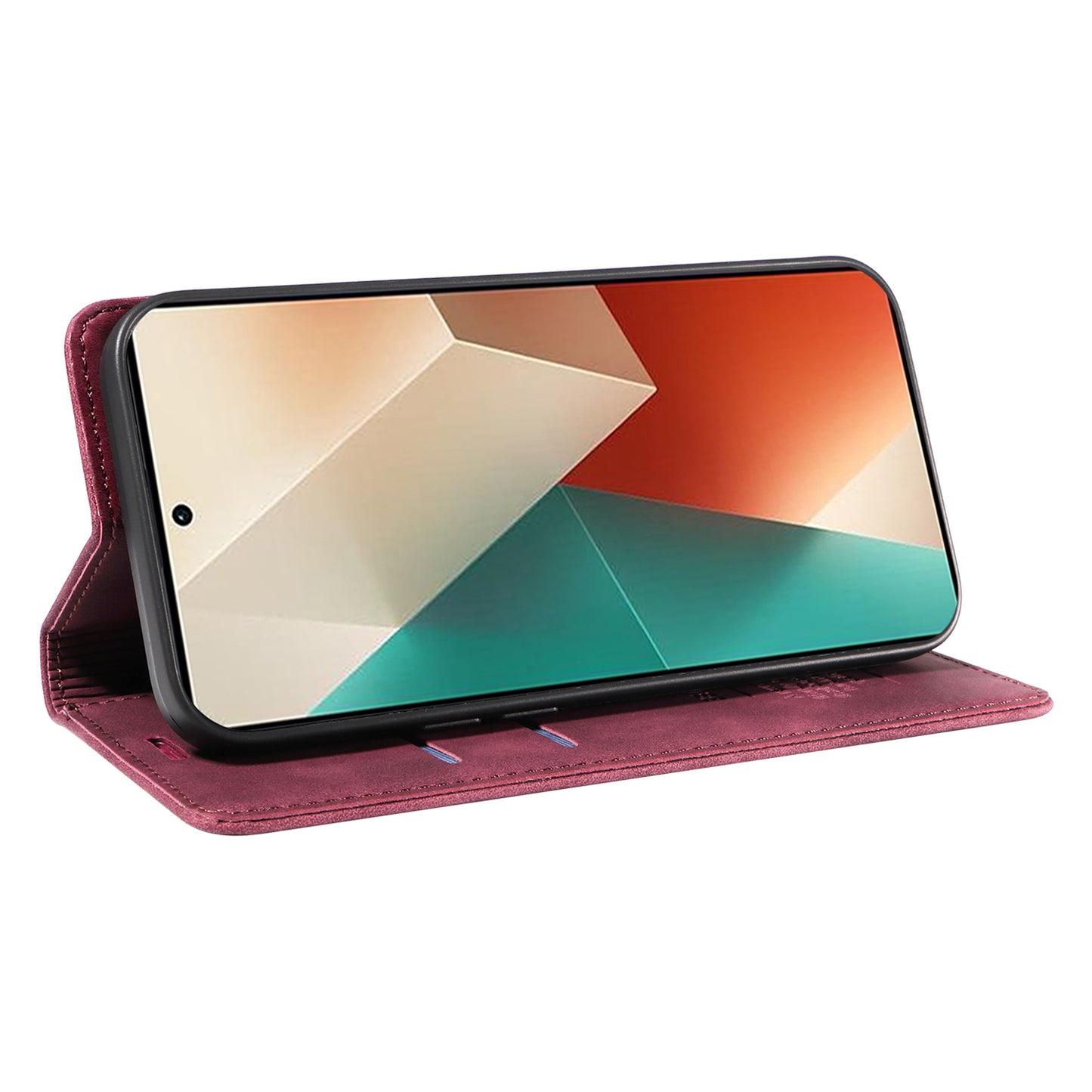 BETOPNICE 003 for Xiaomi Redmi Note 13 5G Leather Case RFID Blocking Stand Wallet - Red
