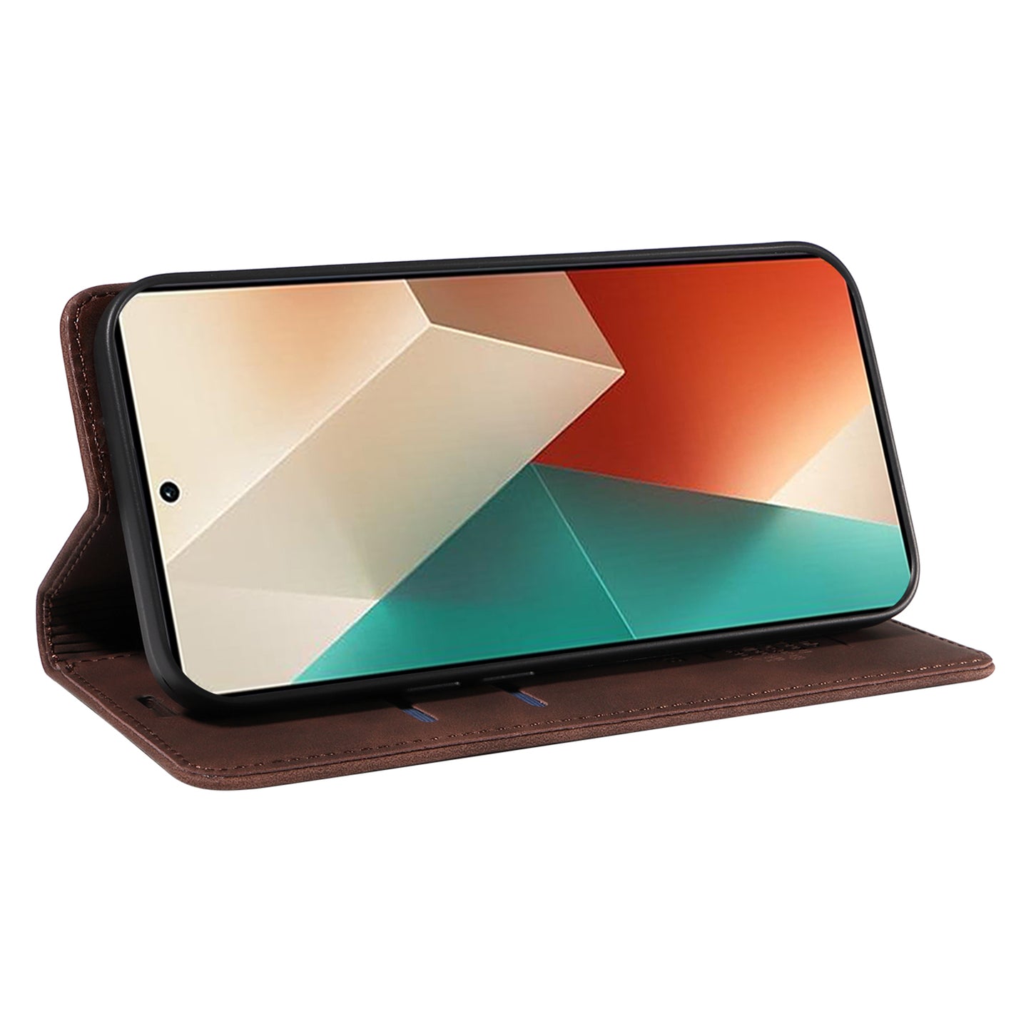BETOPNICE 003 for Xiaomi Redmi Note 13 5G Leather Case RFID Blocking Stand Wallet - Brown