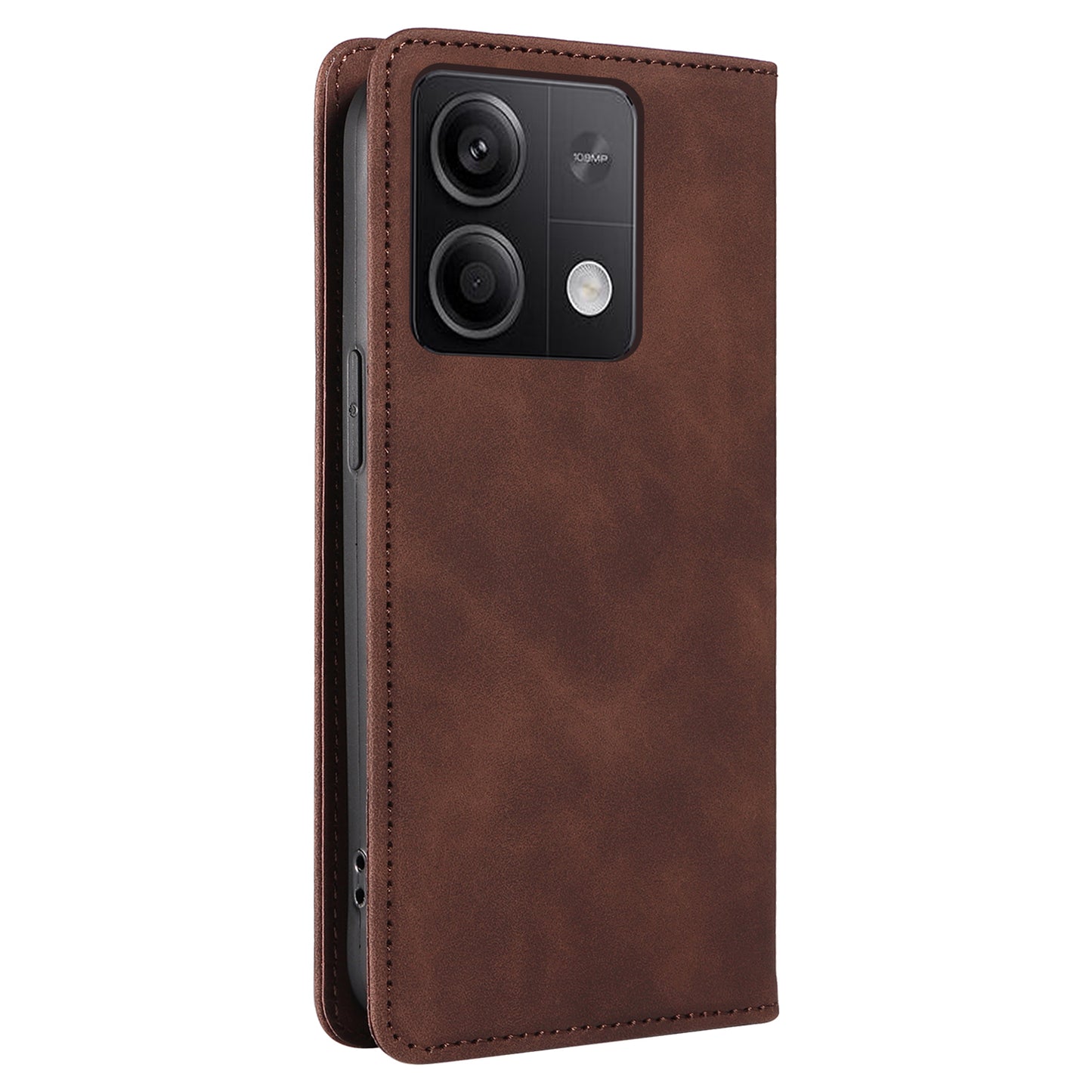 BETOPNICE 003 for Xiaomi Redmi Note 13 5G Leather Case RFID Blocking Stand Wallet - Brown