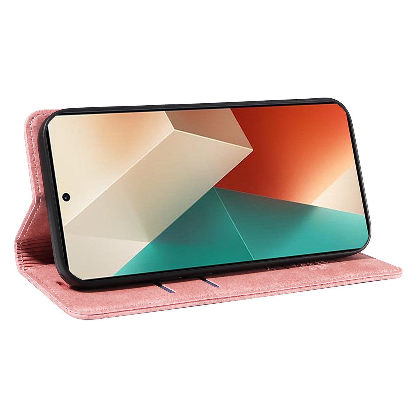 BETOPNICE 003 for Xiaomi Redmi Note 13 5G Leather Case RFID Blocking Stand Wallet - Pink