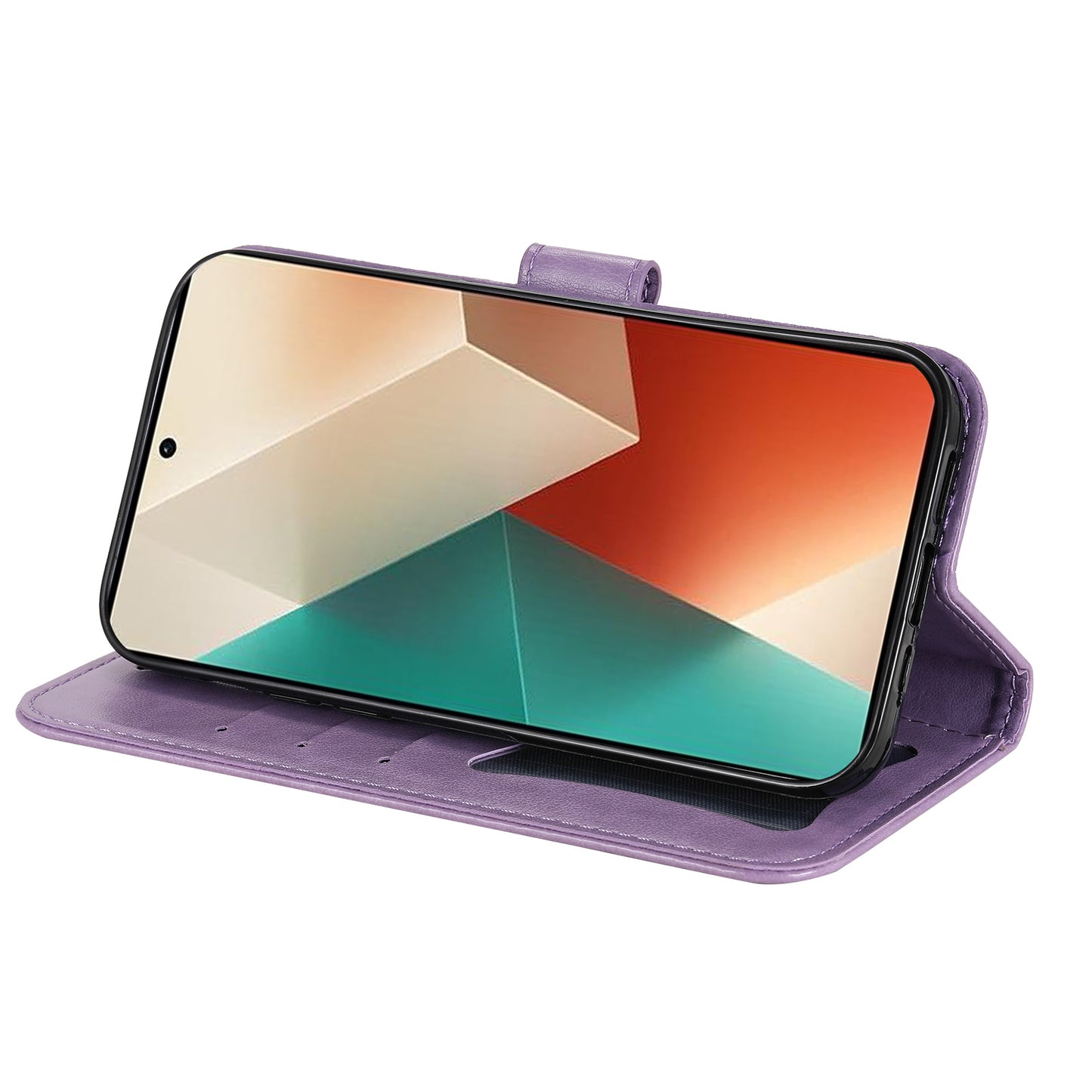For Xiaomi Redmi Note 13 5G Case Leather Wallet Stand Cover, Blossoming Flower Printing - Purple