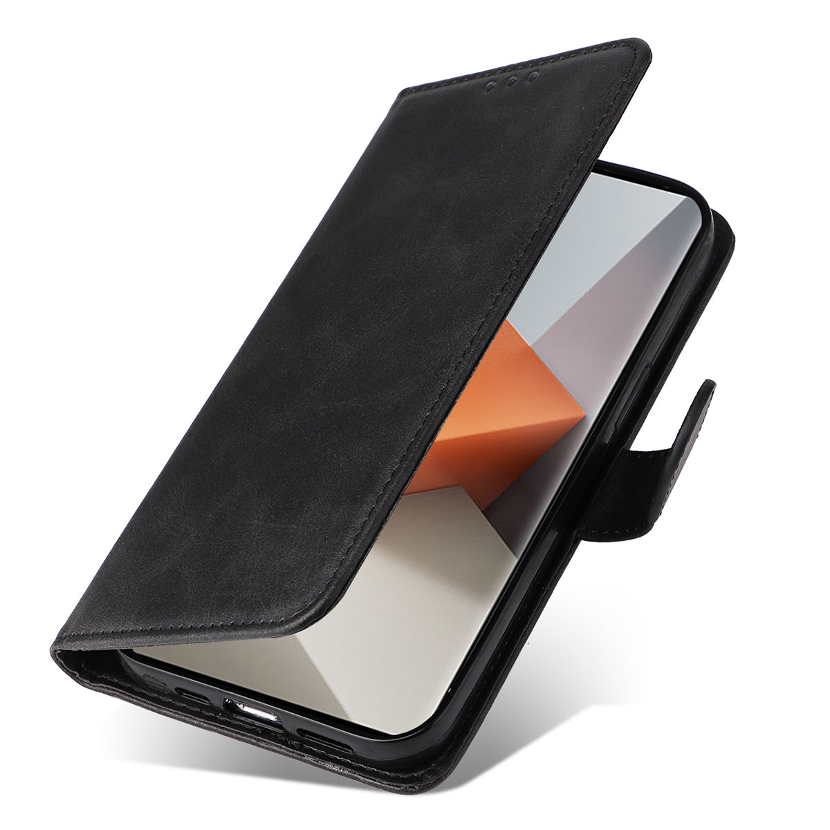 For Xiaomi Redmi Note 13 Pro+ 5G Leather Case Stand Cover Card Holder with Strap - Black
