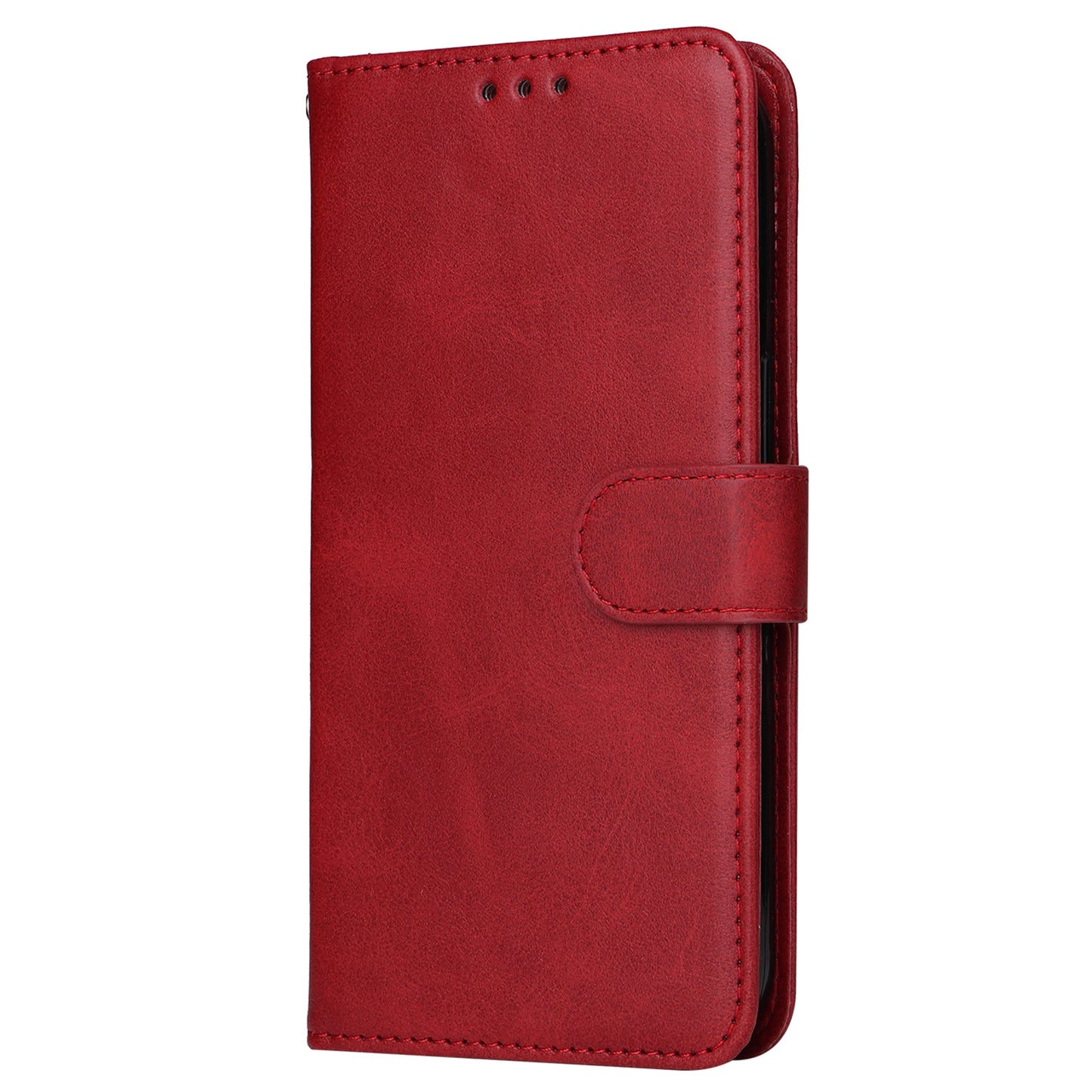 For Xiaomi Redmi Note 13 Pro+ 5G Leather Case Stand Cover Card Holder with Strap - Red