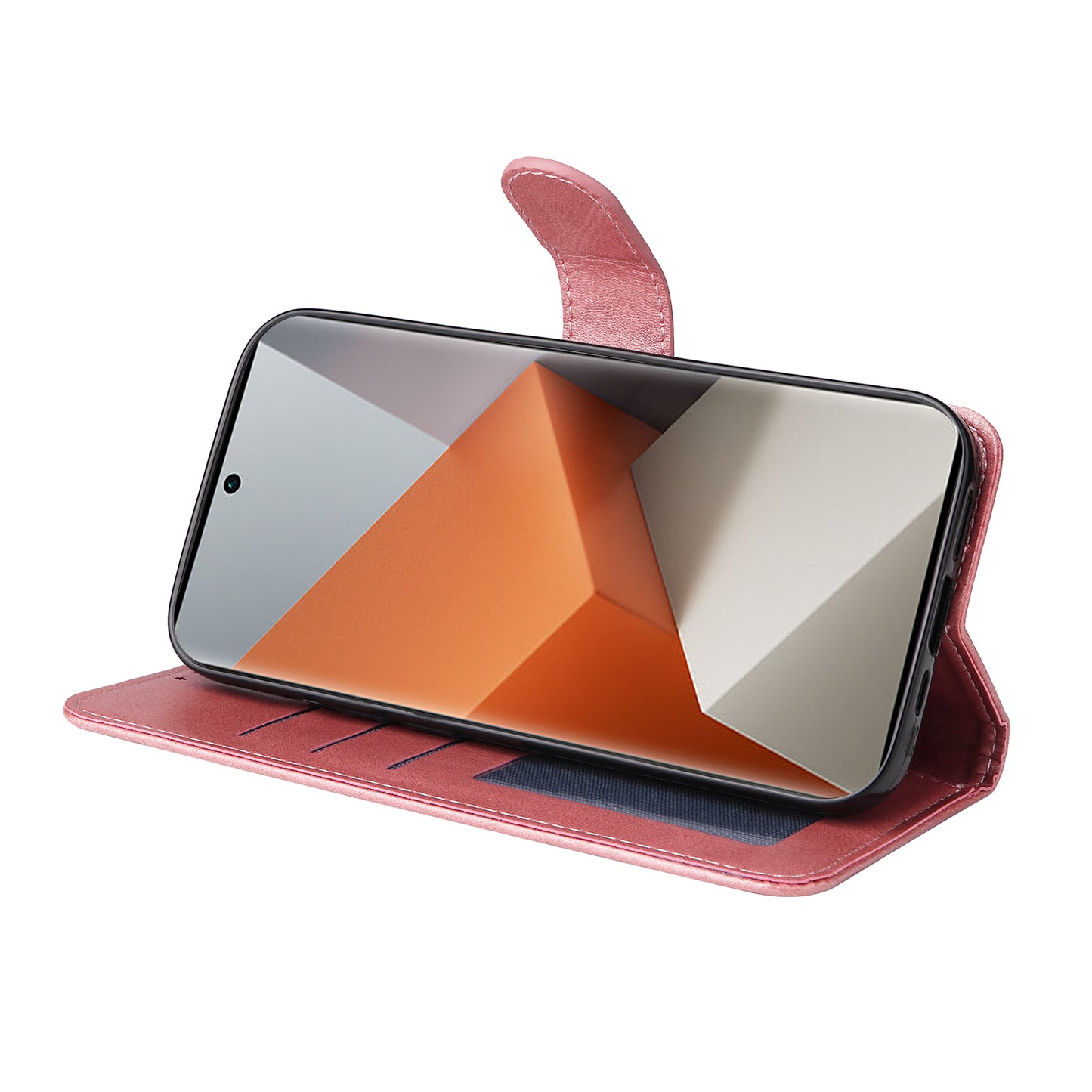 For Xiaomi Redmi Note 13 Pro+ 5G Leather Case Stand Cover Card Holder with Strap - Pink