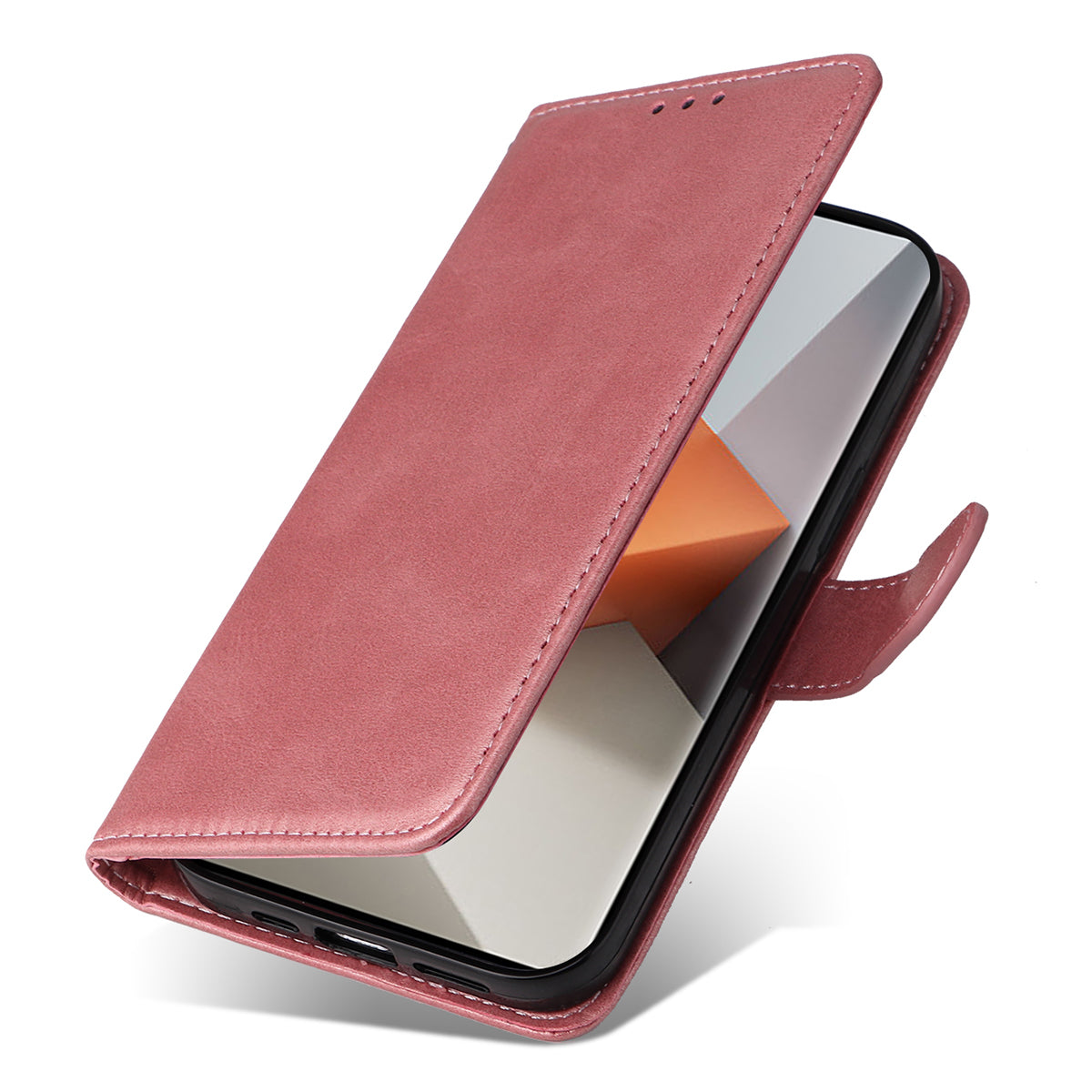 For Xiaomi Redmi Note 13 Pro+ 5G Leather Case Stand Cover Card Holder with Strap - Pink