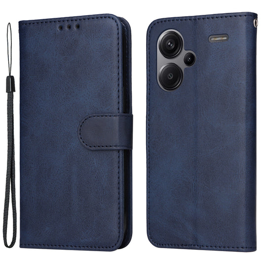 For Xiaomi Redmi Note 13 Pro+ 5G Leather Case Stand Cover Card Holder with Strap - Blue