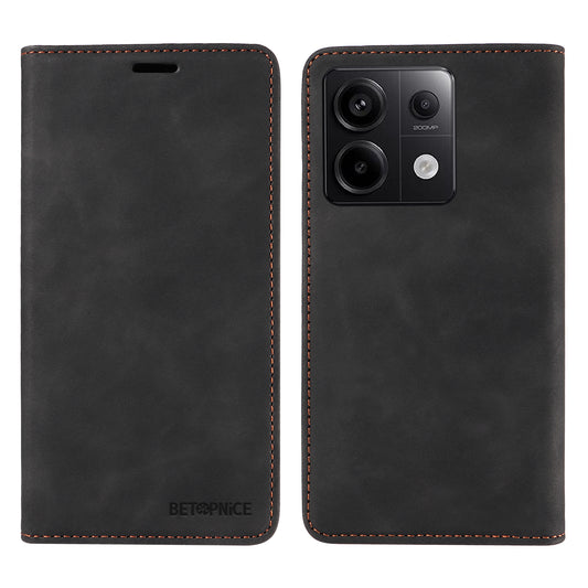 BETOPNICE 003 for Xiaomi Redmi Note 13 Pro 5G Case RFID Blocking Leather Cover with Card Holder - Black