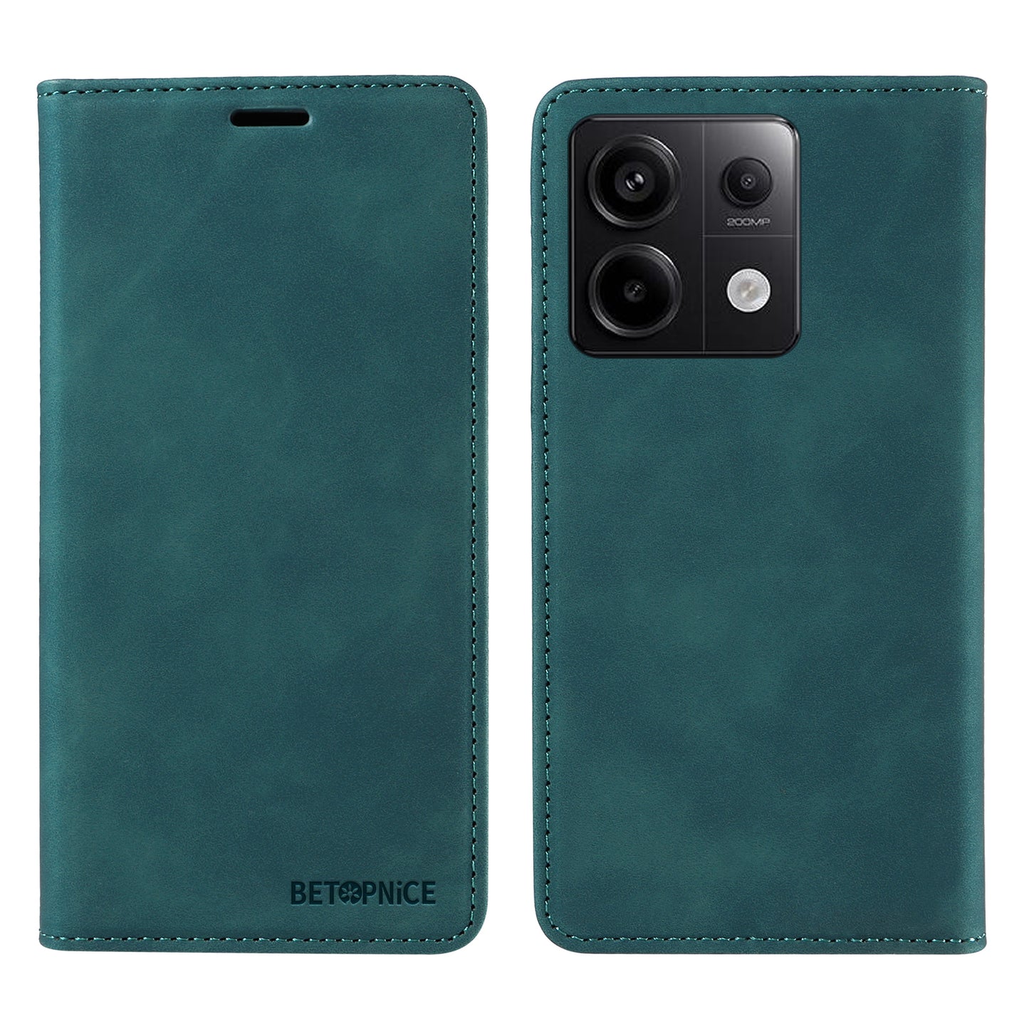 BETOPNICE 003 for Xiaomi Redmi Note 13 Pro 5G Case RFID Blocking Leather Cover with Card Holder - Green