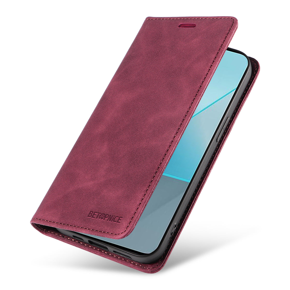 BETOPNICE 003 for Xiaomi Redmi Note 13 Pro 5G Case RFID Blocking Leather Cover with Card Holder - Red