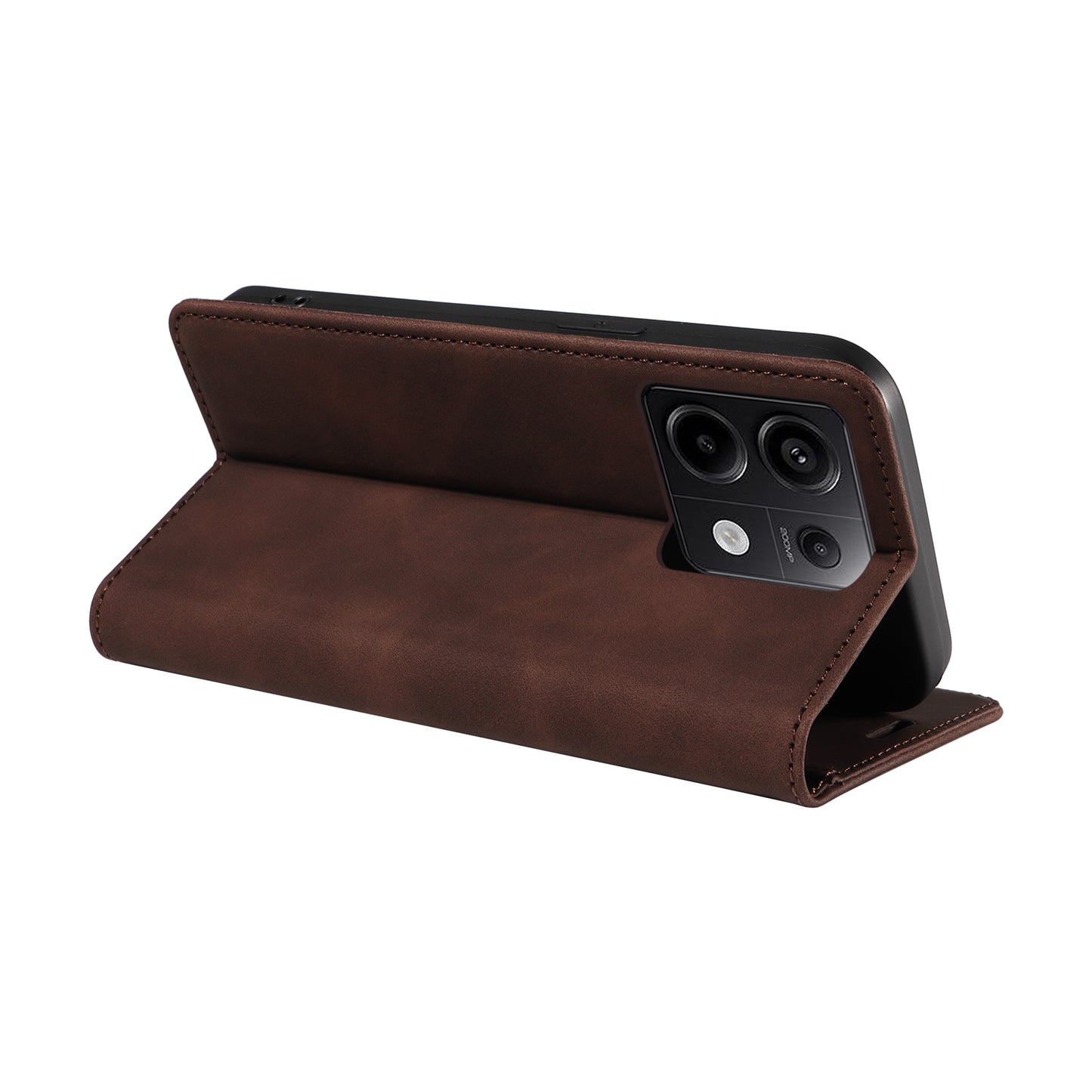BETOPNICE 003 for Xiaomi Redmi Note 13 Pro 5G Case RFID Blocking Leather Cover with Card Holder - Brown